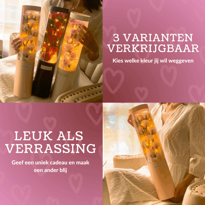 Luxueus Rozenboeket in Geschenkdoos met LED Verlichting