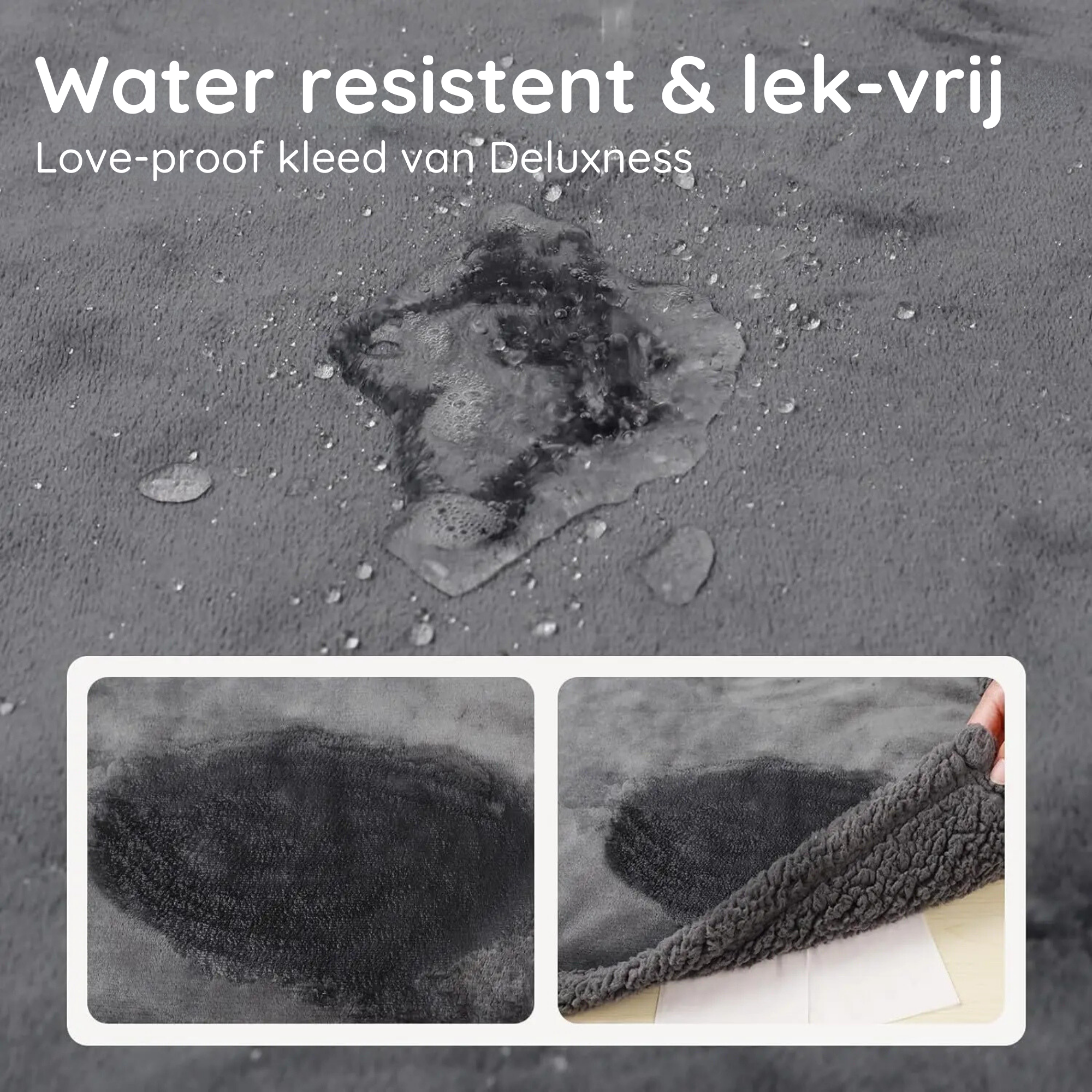 Deluxness® Love Blanket - 100% Waterdicht Deken - Seks Deken - Wasbaar - Date Night - Fleece Plaid - Seksspeeltjes Voor Koppel - Waterproof - Zwart - 100x150 CM - Afbeelding 2