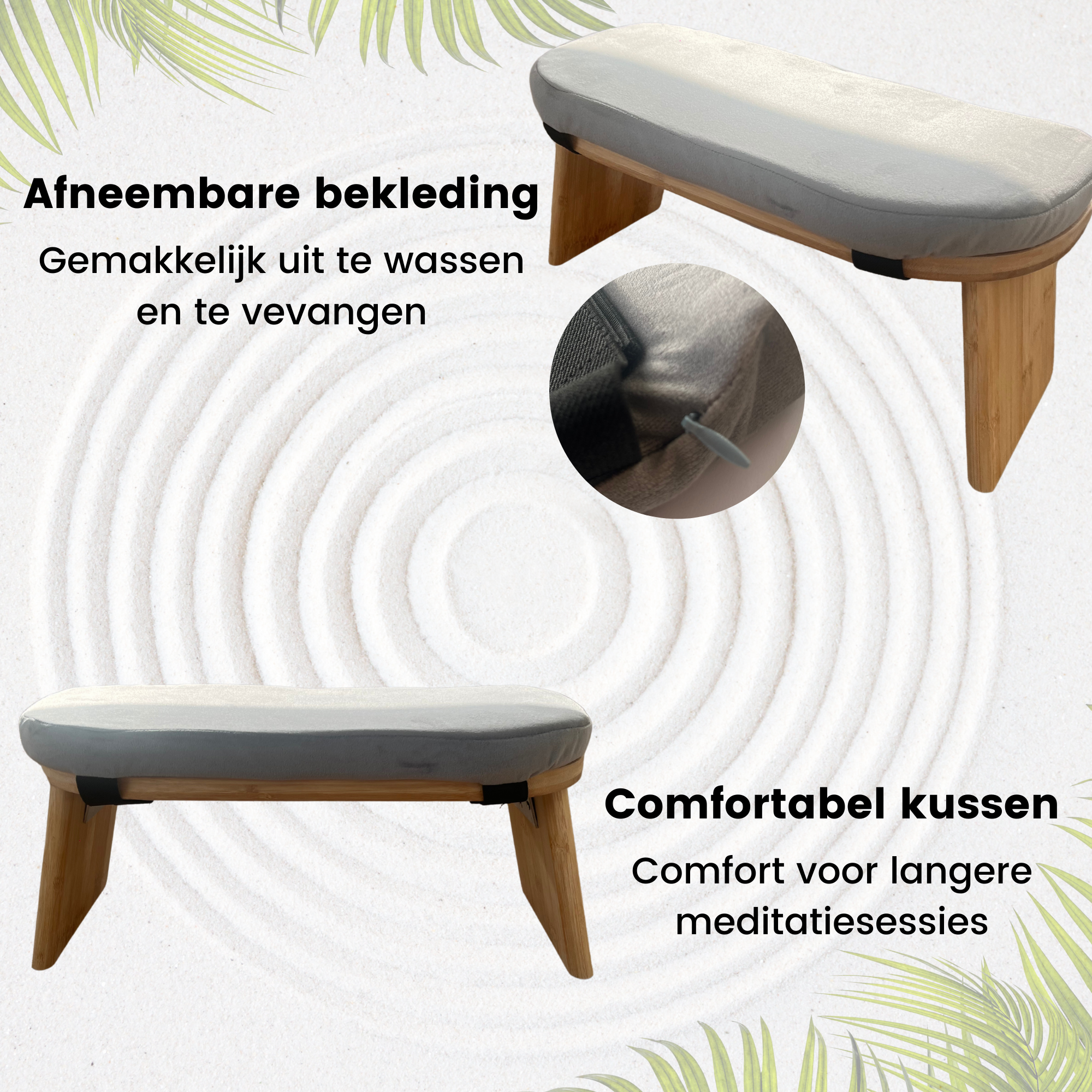 Deluxness® - Meditatiebankje Inklapbaar - 100% Duurzaam - Yoga krukje met Kussen - Draagbare Meditatie Bankje - Meditatie - Meditatiekussen - Meditatiestoel Opvouwbaar - Yoga stoel - Meditatiebankjes - Kruk - Meditatiekruk - Zabuton - Kussen - Afbeelding 2