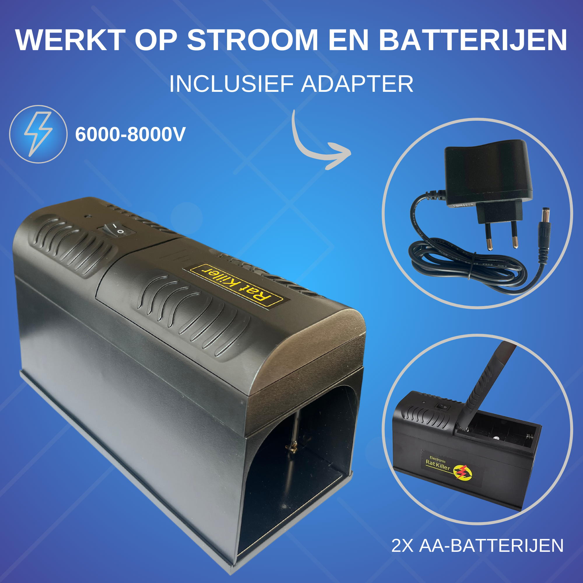 Deluxness® - Elektrische Muizenval - Rattenval - Muizenverjager - Muizenval voor Binnen - voor Buiten - 6000 tot 8000V - Muizenvallen - 100 % Pakkans - Afbeelding 3