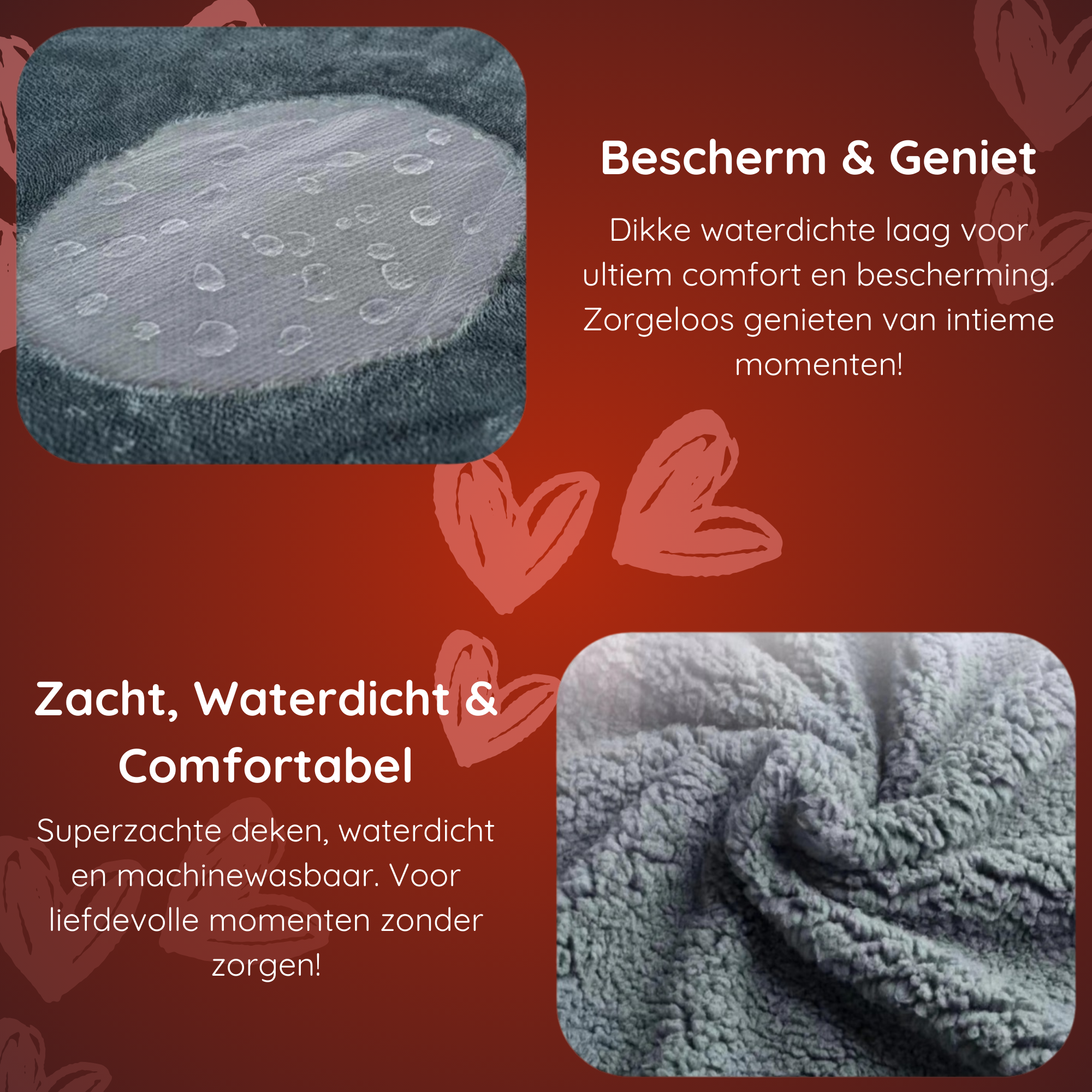 Deluxness® Love Blanket - 100% Waterdicht Deken - Seks Deken - Wasbaar - Date Night - Fleece Plaid - Seksspeeltjes Voor Koppel - Waterproof - Zwart - 100x150 CM - Afbeelding 3