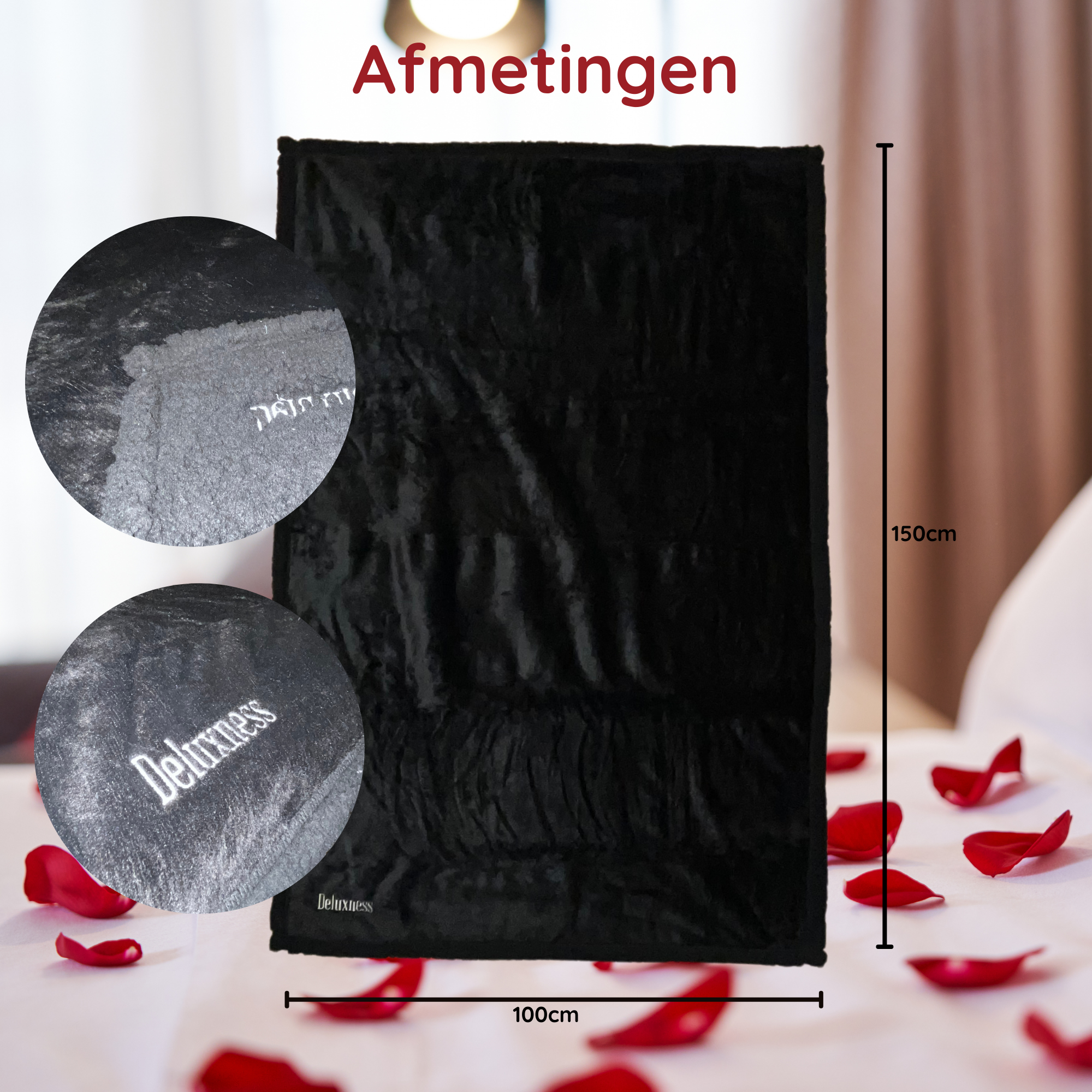 Deluxness® Love Blanket - 100% Waterdicht Deken - Seks Deken - Wasbaar - Date Night - Fleece Plaid - Seksspeeltjes Voor Koppel - Waterproof - Zwart - 100x150 CM - Afbeelding 6