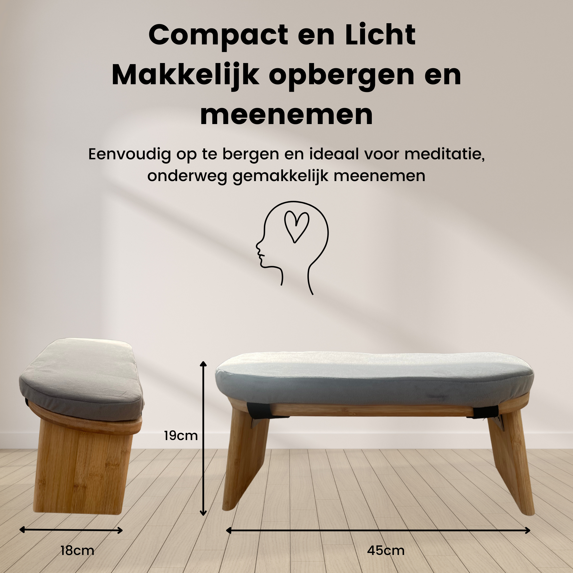 Deluxness® - Meditatiebankje Inklapbaar - 100% Duurzaam - Yoga krukje met Kussen - Draagbare Meditatie Bankje - Meditatie - Meditatiekussen - Meditatiestoel Opvouwbaar - Yoga stoel - Meditatiebankjes - Kruk - Meditatiekruk - Zabuton - Kussen - Afbeelding 6
