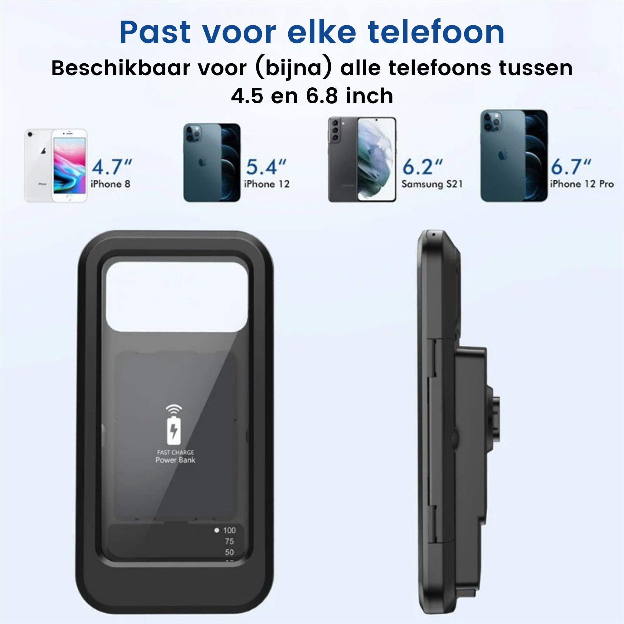 Deluxness® Telefoonhouder Fiets / Motor Waterdicht - Gsm Houder Fiets - Accessoires - Fiets Telefoonhouder - Fietshouder - Ook voor scooter & motor - 5.000 mAh Powerbank - Afbeelding 7