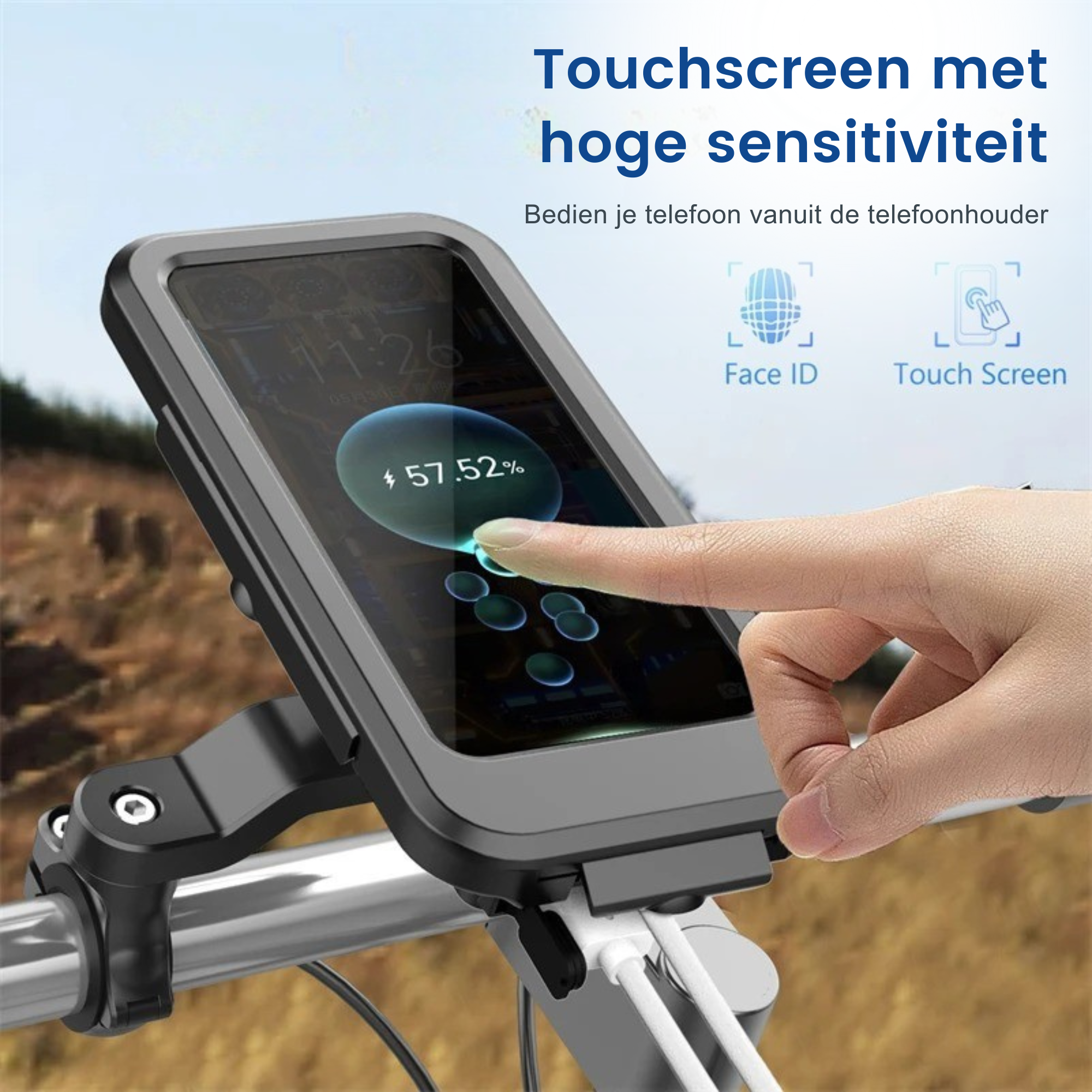 Deluxness® Telefoonhouder Fiets / Motor Waterdicht - Gsm Houder Fiets - Accessoires - Fiets Telefoonhouder - Fietshouder - Ook voor scooter & motor - 5.000 mAh Powerbank - Afbeelding 8