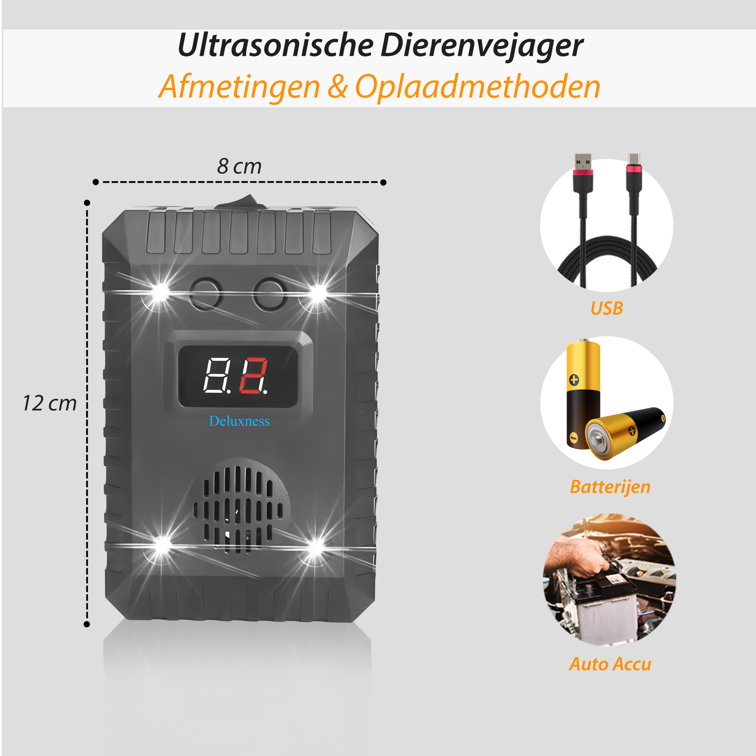 Deluxness®- Verjager - Marterverjager - Ultrasoon voor Auto - Ongedierte Verjager - Marters, Muizen & Ratten - Diervriendelijk - Werkt Op 12V Accu, Batterijen of Netstroom - Voor Binnen of in de Auto - Steenmarter verjager - 1 Stuk - Incl Batterijen - Afbeelding 9