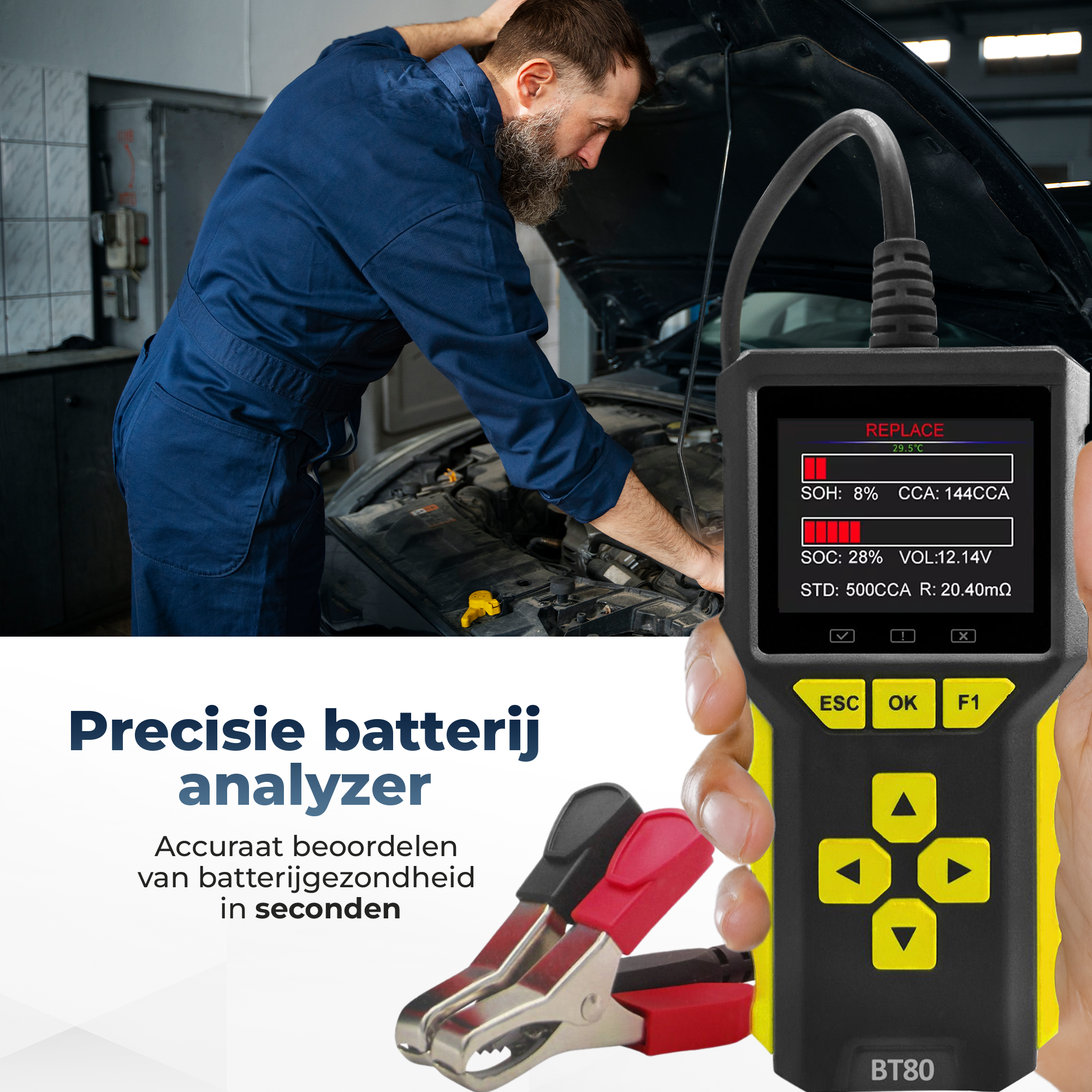Deluxness®- OBD2 Scanner en Batterijtester – Jumpstarter voor Auto - Diagnosecomputer – Auto Uitlezen – Storing Verwijderen – Accutester 12V - Nederlandse Taal - Motorstoring - Diagnose apparatuur voor auto's - Afbeelding 5