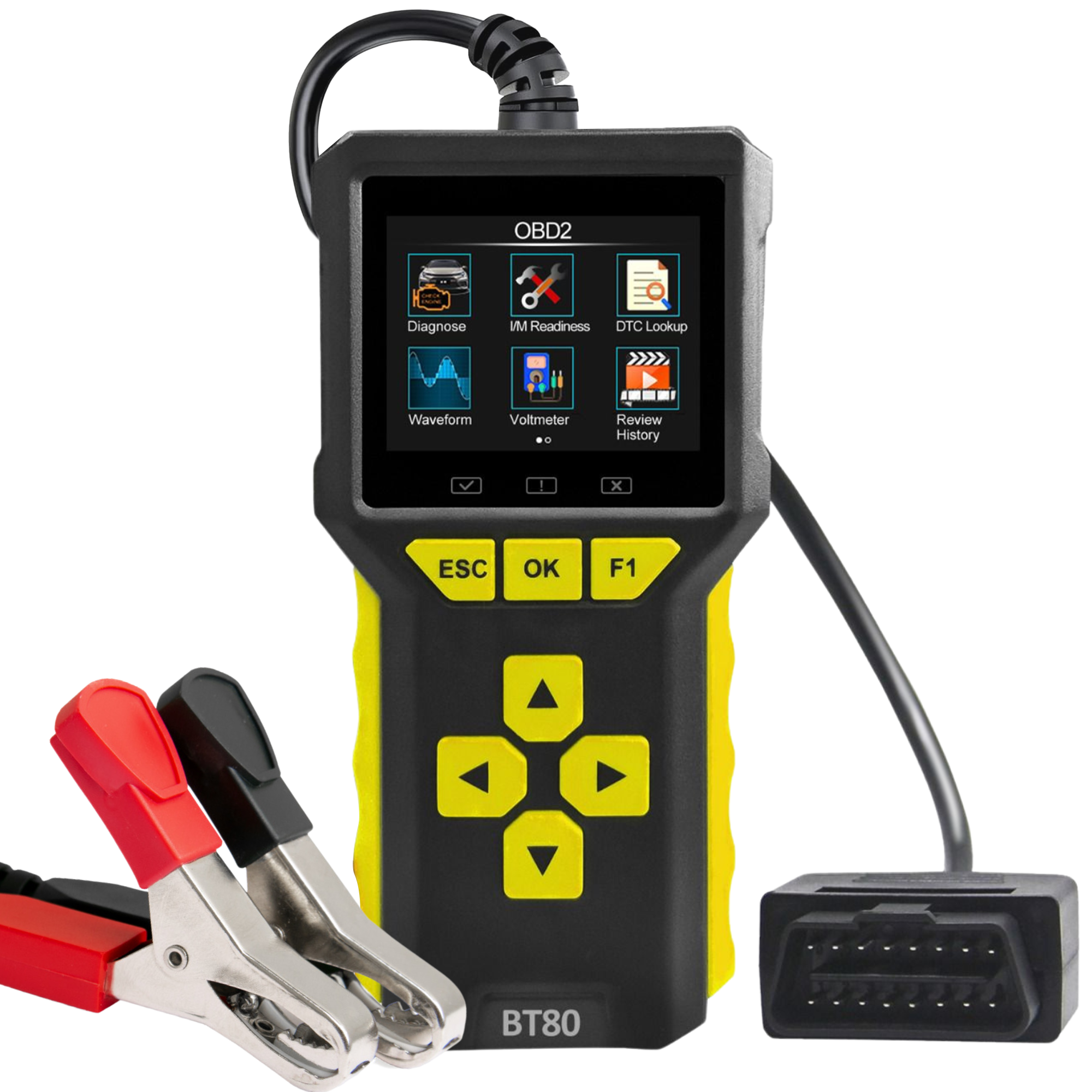 Deluxness®- OBD2 Scanner en Batterijtester – Jumpstarter voor Auto - Diagnosecomputer – Auto Uitlezen – Storing Verwijderen – Accutester 12V - Nederlandse Taal - Motorstoring - Diagnose apparatuur voor auto's