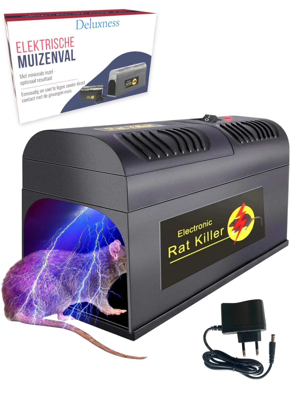 Deluxness® - Elektrische Muizenval - Rattenval - Muizenverjager - Muizenval voor Binnen - voor Buiten - 6000 tot 8000V - Muizenvallen - 100 % Pakkans